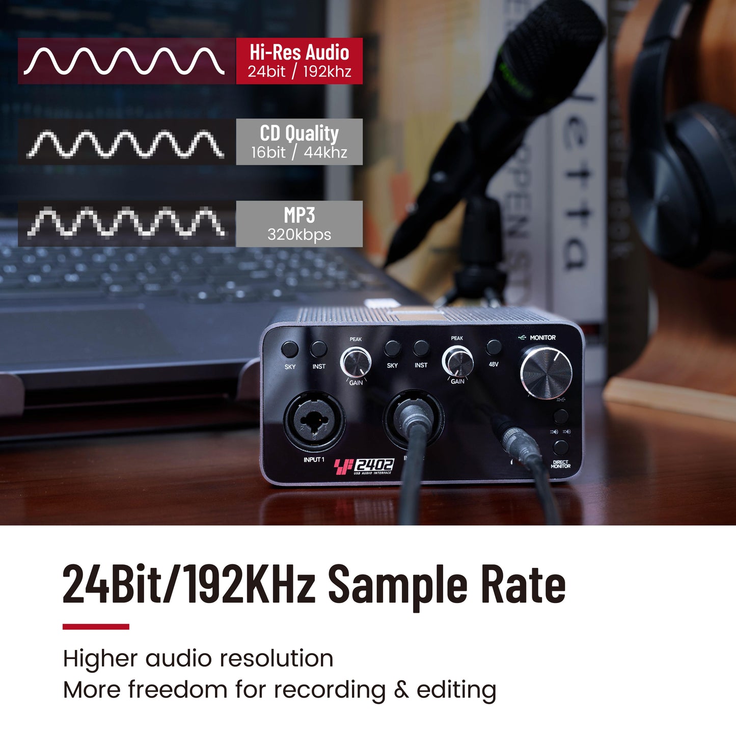 SF2402 - Simplefly USB Audio Interface 2-in-2-out 24bit 192khz