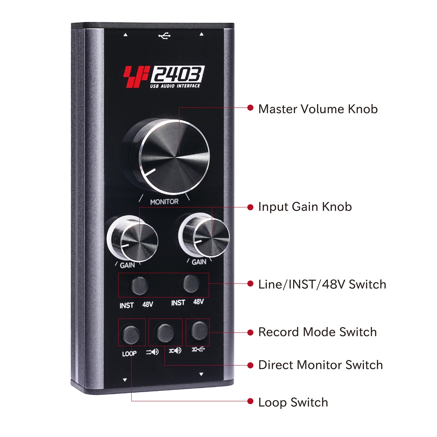 SF2403 - Portable Mini USB Audio Interface with 24bit 192Khz Sampling Rate