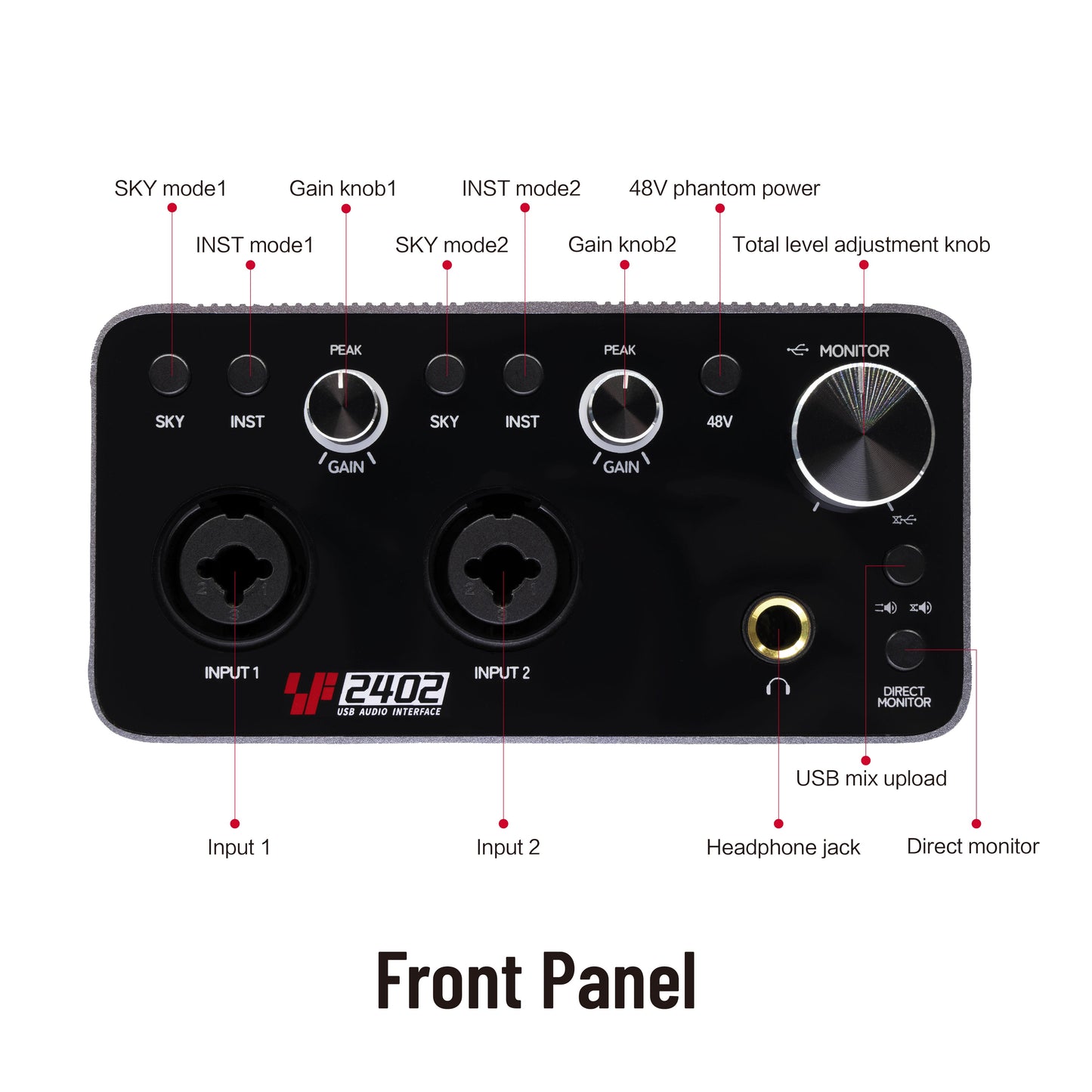 SF2402 - Simplefly USB Audio Interface 2-in-2-out 24bit 192khz