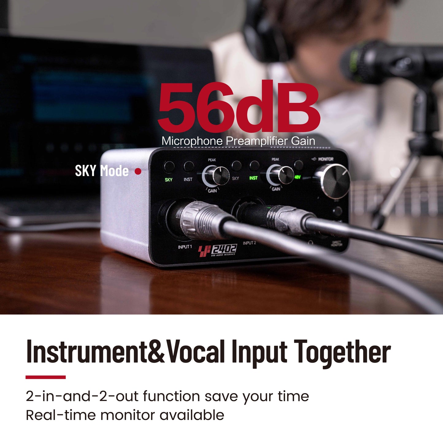 SF2402 - Simplefly USB Audio Interface 2-in-2-out 24bit 192khz