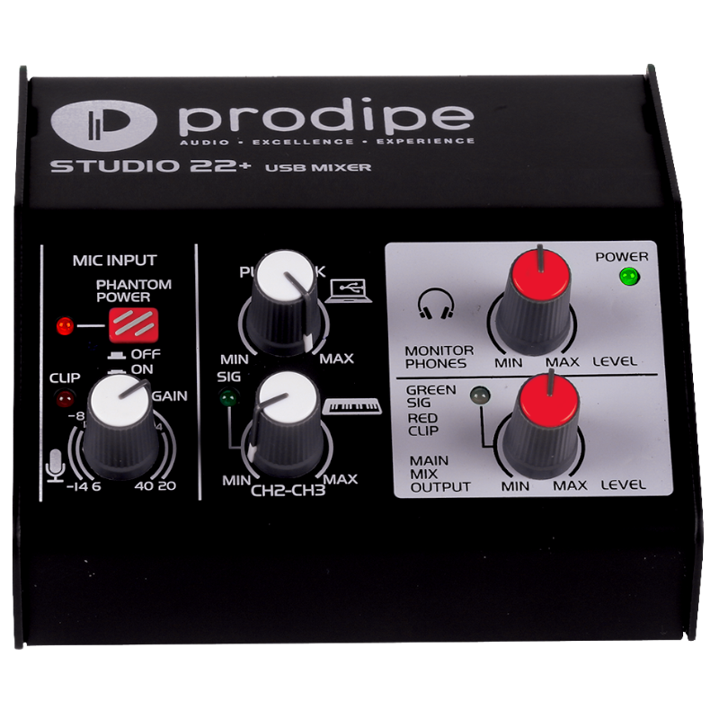 Prodipe Studio22+  USB Audio - 2-in (1 x combo) /2-out